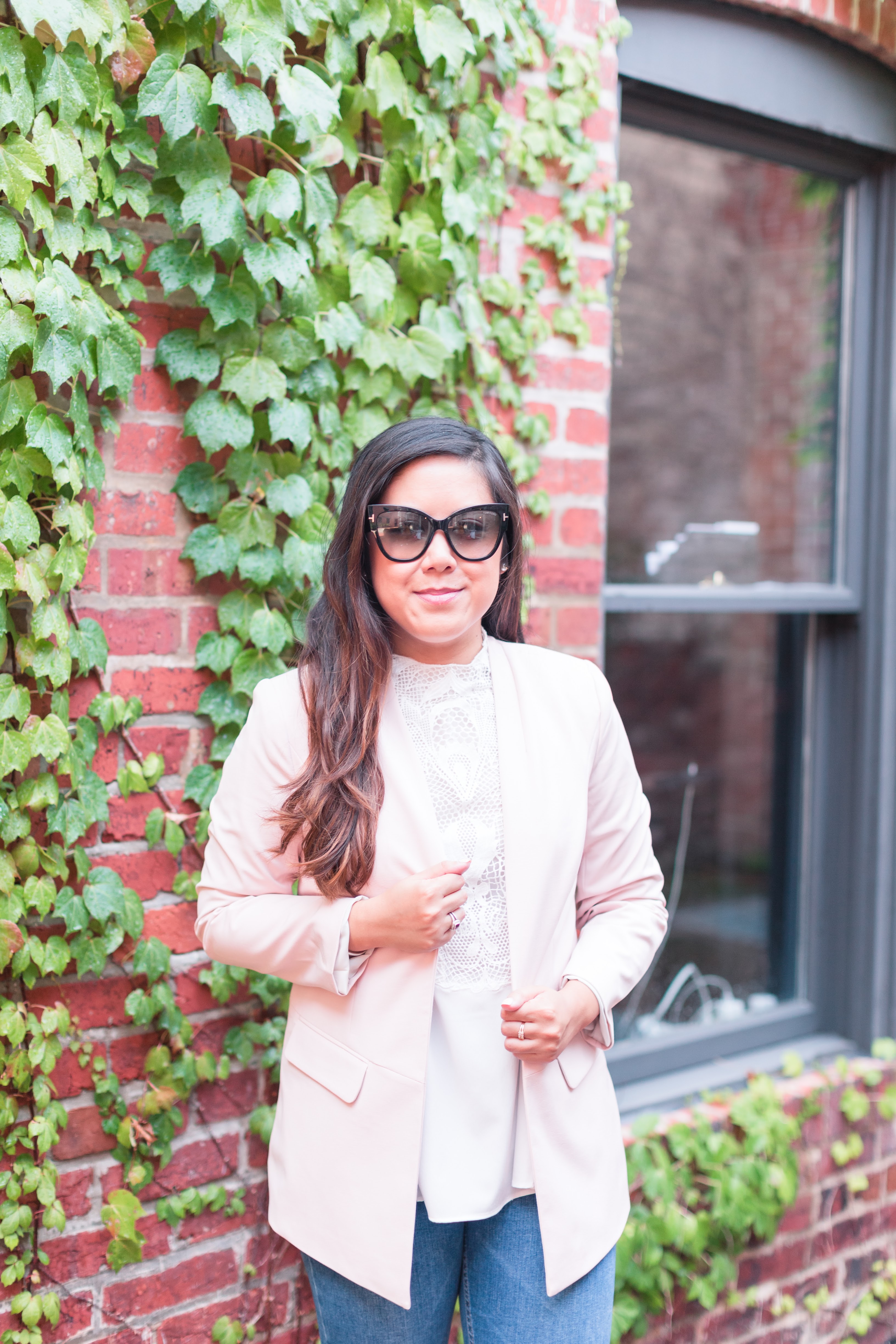 Blush Blazer + Lace Top - Stylista Esquire - @stylistaesquire